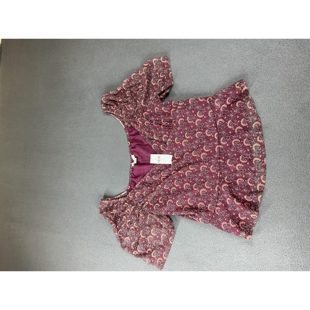 American Eagle Outfitters Blouse Womens Large Purple‎ Paisley Chiffon V-Neck Top